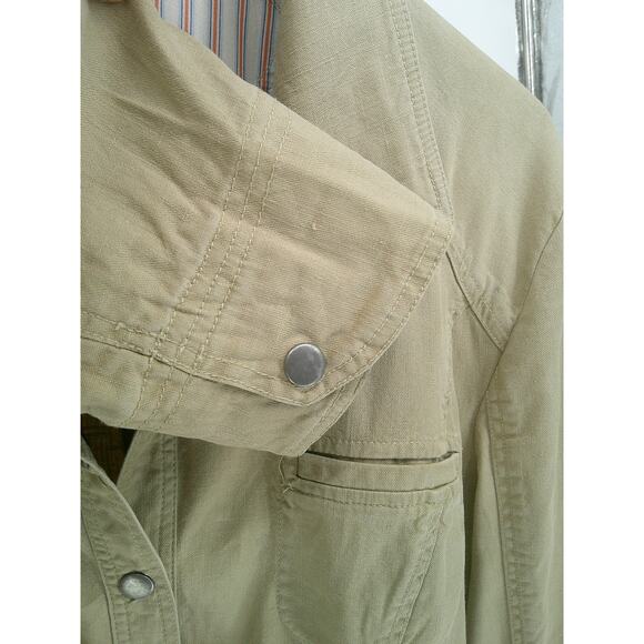 Peruvian Connection Women's Sz 14 Beige Linen Blend Snap Closure Classic Jacket - Picture 7 of 11